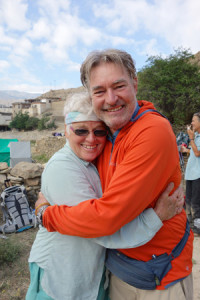 Admirable Friendship: Dharma Zephyr lay leader christy Tews and teacher John Travis in the Mustang region of Nepal, June, 2014. Photo by Liam Keating